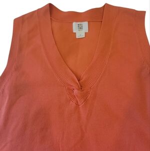 Apt 9 Orange Tank Top V Neck Fine Knit Sixe PL